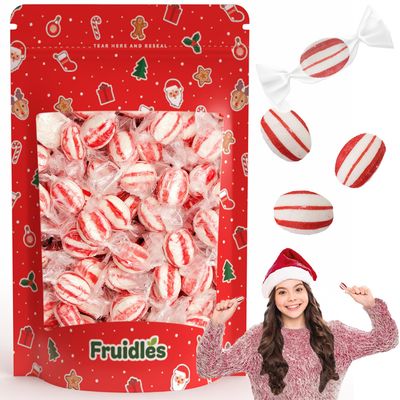 Fruidles Peppermint Hard Candy Balls Rounds, Individually Wrapped (40 Count (Half-Pound))