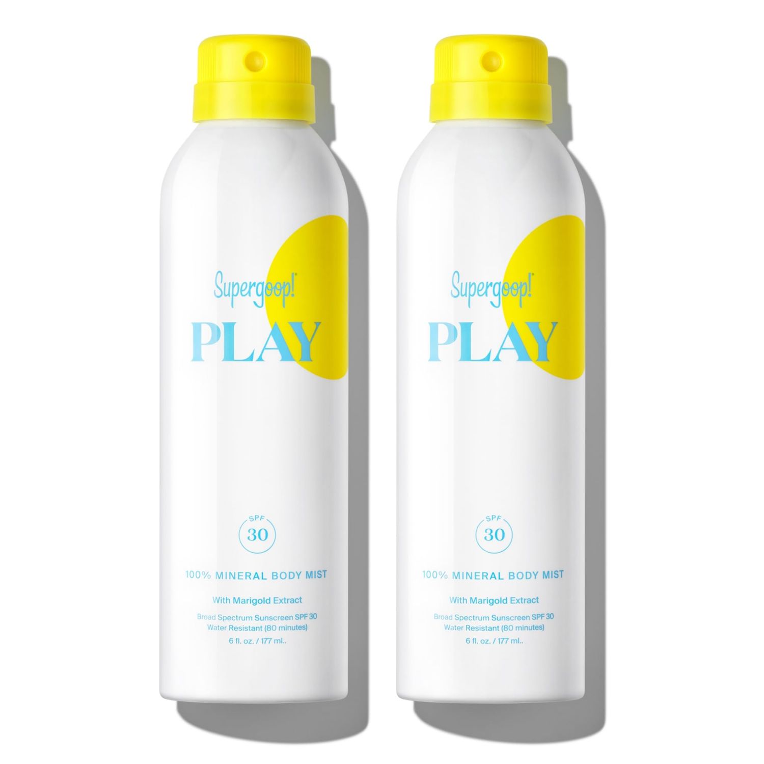 Supergoop! PLAY 100 Mineral Sunscreen SPF 30 Mist - 6 fl oz, Pack of 2 - Full-Coverage Body Sunscreen Spray for Sensitive Skin - Water Sweat Resistant - Great for Active Days