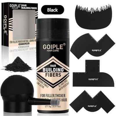 Hair Thickening FibersPump Applicator Set Professional Hair Styling Set- Hair Fibers Barber Enhancement Spray for Mens HairBeard- Hairline Enhancer Volumizing Spray Barber Enhancement Card (Black)