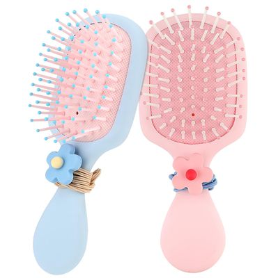 Toddler Brush, 2Pcs Toddler Girl Hair Brush, Toddler Detangler Brush for Wet Dry All Hair Types, Small Hair Brush for Kids Boys and Girls with 2 Hair Ties