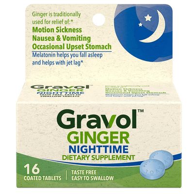 Gravol Ginger Nighttime Tablets for Upset Stomach Nausea, 16ct with Melatonin
