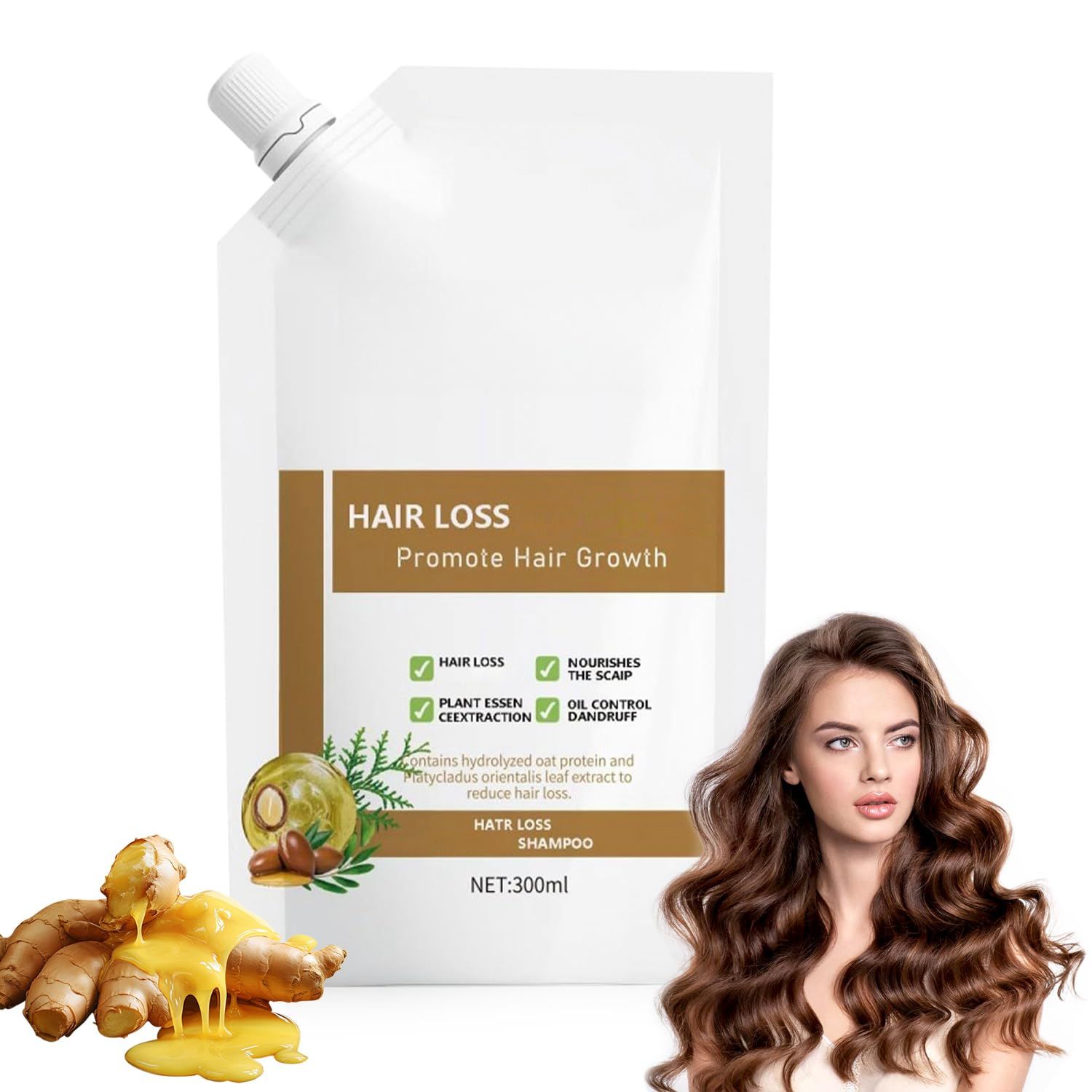 Anti-Hair Fall Hair Loss Shampoo, Anti-Hair Fall Promote Hair Growth Shampoo, Rich in Various Plant Extracts, for all Hair Types (300ML)