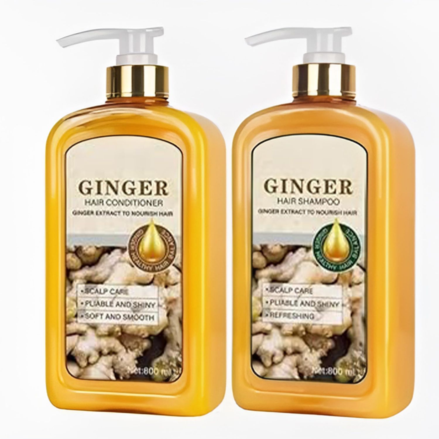ABBASI CO Anti-Hair Loss Shampoo Conditioner Set - Ginger Plant Extract Instant Hair Growth Shampoo - Anti-Dandruff Care Formula - Oil Control Hair Loss Treatments For women Men - 2x 800 ML