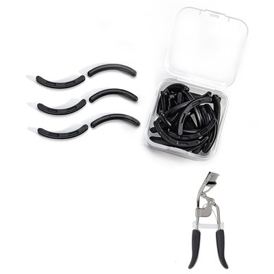 Eyelash Curler Refills Compatible with e.l.f.,Eyelash Curler Pads 24PCS,Silicone Lash Curler Refill Pads Compatible with e.l.f. (Black)