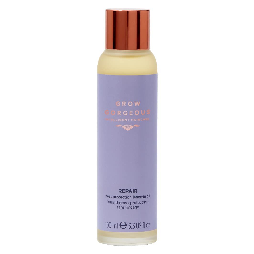 Grow Gorgeous Repair Heat Protection Leave-In Oil 100ml - Seals cuticles, Improves Appearance of Split Ends, Controls Frizz and Protects Hair Fibers - Vegan