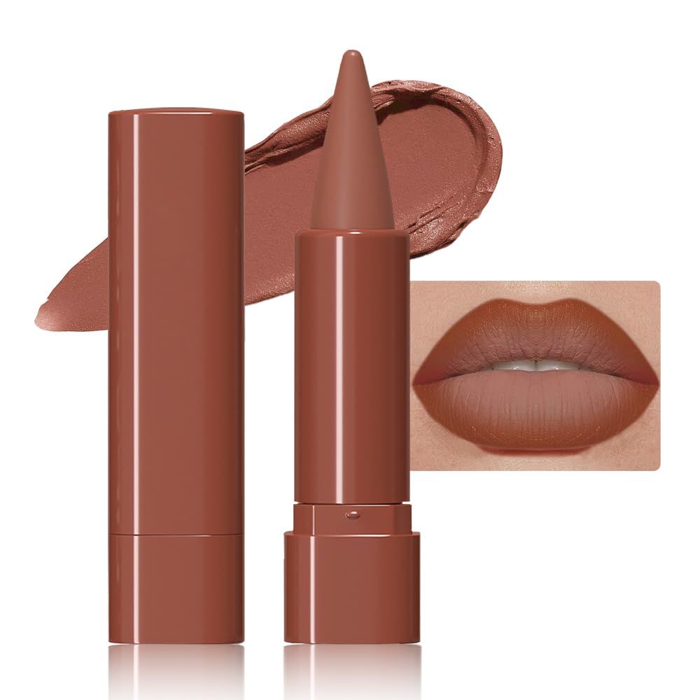 JUAAZIN Sienna Gradient Matte Lipstick Crayon Lip Liner pencil for Women, Flawless Contour Gradual Ombre Effect lip Pencil, Long Lasting Waterproof Smudge Proof Lipstick Pencil 04