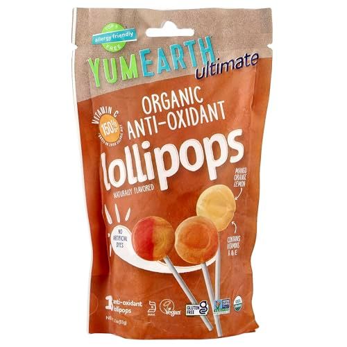 YumEarth Ultimate Organic Anti Oxidant Lollipops, 15 Count, Allergy Friendly, Gluten Free, Non-GMO, Vegan, No Artificial Flavors or Dyes