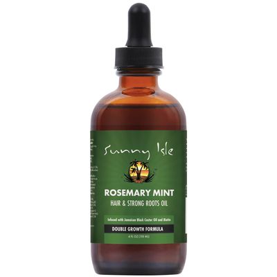 Sunny Isle Rosemary Mint Hair and Strong Roots Oil 4oz Infused with Biotin Jamaican Black Castor Oil Strengthen and Nourish Hair Follicles Dry Scalp, Split Ends