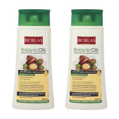 Bioblas Argan Oil Organic Olive Oil Shampoo for Women Men - Hydrating, Repairing, Strengthening Hair Growth Shampoo - Hypoallergenic, Paraben Dye Free - All Hair Types - 2 Pack