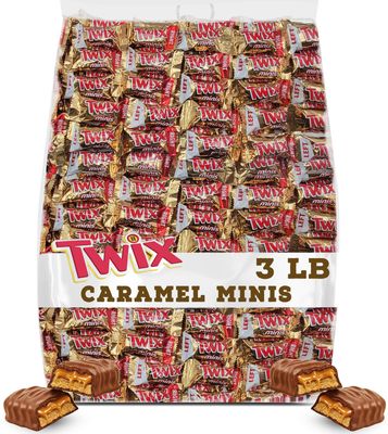Twix Caramel Milk Chocolate Minis Cookie Bars - Individually Wrapped Bulk Pack - Perfect for Snacking Sharing 3 Pound