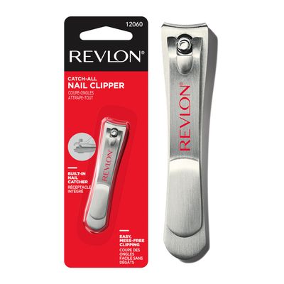 Revlon Catch-All Nail Clipper, Manicure Tool with a Contoured Blade Built-in Nail Catcher for Mess-Free Grooming, 1 Count