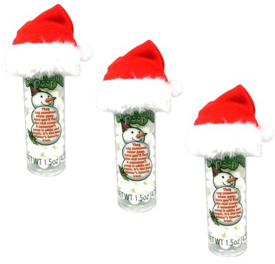 Smiling Sweets Holiday Snowman Poop, Perfect Stocking Stuffers, Delicious Snowballs with a Plush Santa Mini Hat, Great for the Whole Family (Pack of 3)