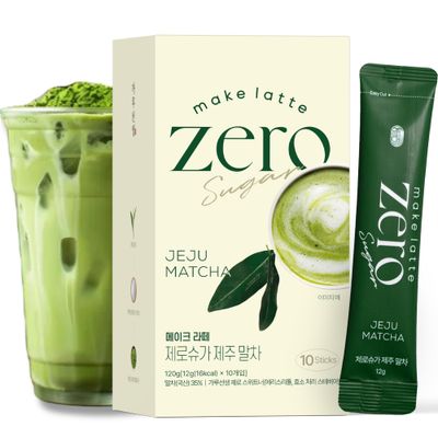 Matcha Powder for Latte Zero Sugar Easy 10 Sticks Ceremonial Grade Jeju Korean Matcha for Latte Green Tea Powder, Premium Barista Crafted Mix, soft savory taste, 10 Servings (4.23 Ounces)
