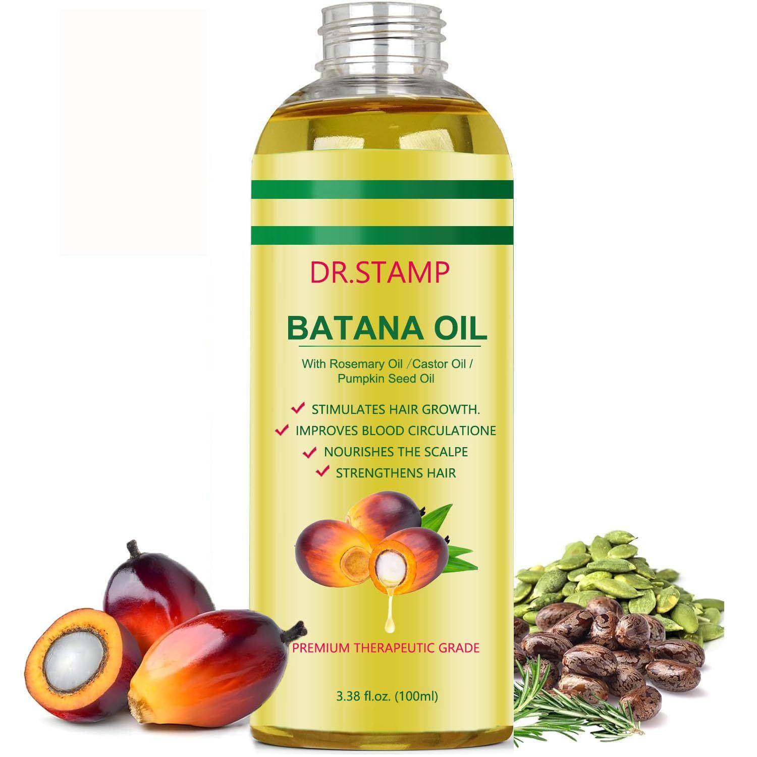 Batana Oil for Hair Growth Scalp Care - 4-in-1 Liquid Batana Oil with Rosemary, Castor Pumpkin Seed Oil - Strengthens, Moisturizes Revitalizes Dry, Damaged Hair (1 Pack)
