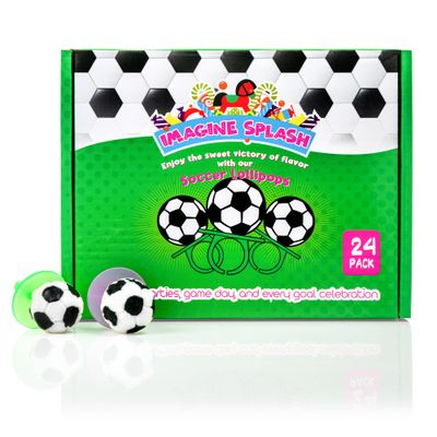 Soccer Ring Pops - Pack of 24 - Cherry Flavored, Wearable Candy for Kids - Individually Wrapped Party Favors Game Day Treats