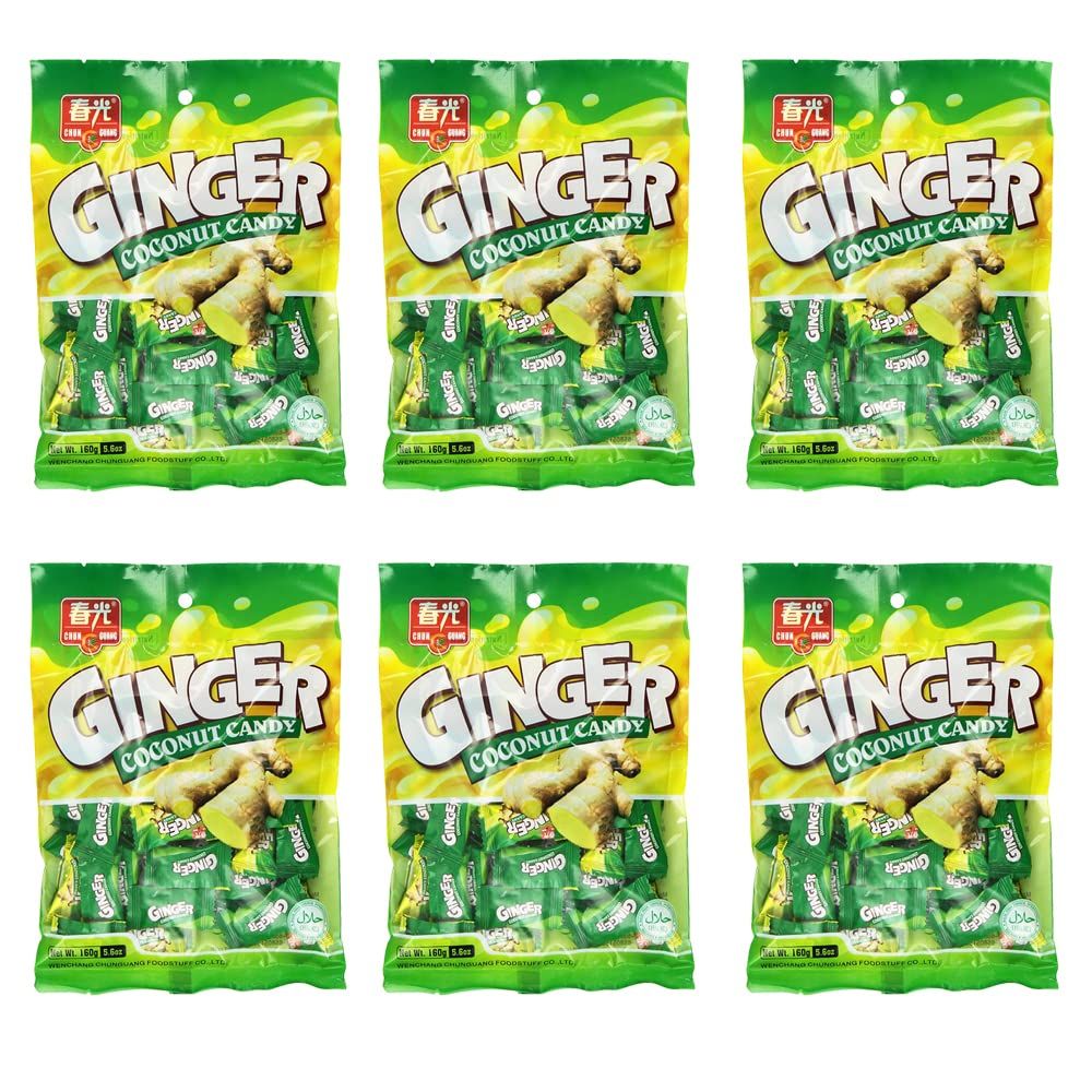 Chun Guang Ginger Coconut Candy (Ginger Coconut 5.6oz, 6pack)