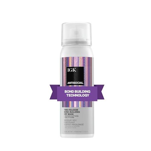 IGK Antisocial Travel Dry Hair Mask - Leave-in Overnight Mask Hair Bond-Building Treatment for Dry Hair Overnight Hydration Shine Repairs, Softens Perfect for Extensions (1.7 oz)