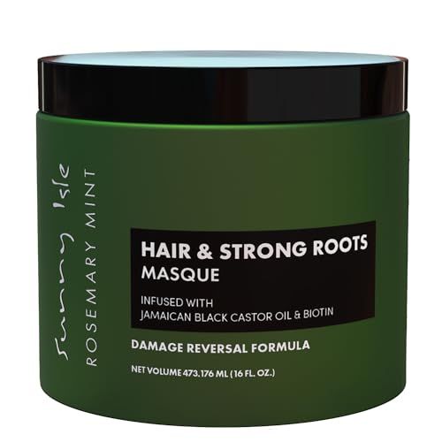 Sunny Isle Rosemary Mint Hair and Strong Roots Masque 16oz Infused with Biotin and Jamaican Black Castor Oil Double Growth Formula