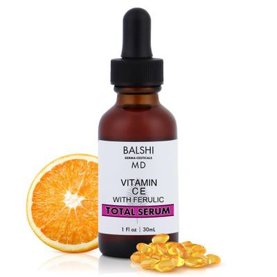 TOTAL SERUM - Vitamin C E with Ferulic Acid Serum - wL Ascorbic Acid, Hyaluronic Acid, Glycerin, and Sodium PCA - Vitamin C Serum with Ferulic Acid Use to Boost Defense, Brighten, Firm, Hydrate, 1oz