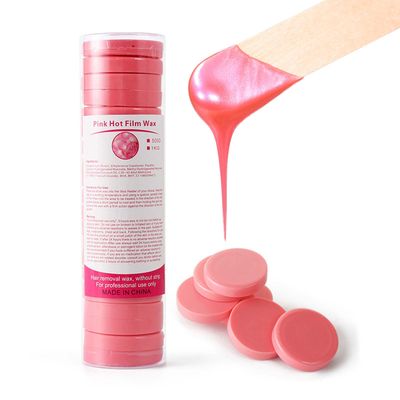 Professional Hard Wax Kit for Hair Removal - 1.1lb Pre-Formed Wax Discs, Low-Melt Formula, Full Body Use - Face, Bikini, Legs - with Applicators for Men Women (Rose)