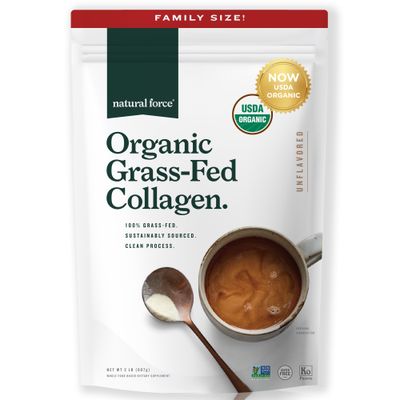Natural Force Organic Clean Collagen Peptides Powder - USDA Certified Organic Non-GMO, Keto Paleo Certified - Hydrolyzed Type I III Protein Powder with Essential Amino Acids - Unflavored, 32oz
