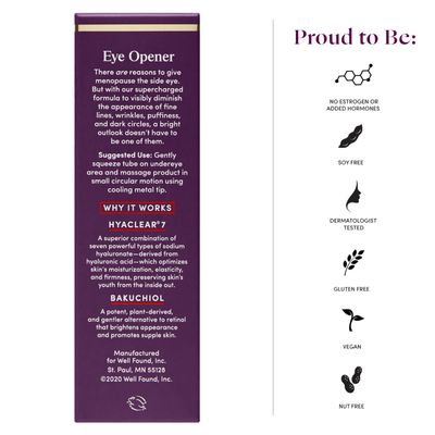 Womaness Eye Opener Anti Aging Eye Cream - Hyaluronic Acid Bakuchiol Alternative Retinol Eye Cream for Dark Circles and Puffiness Red Algae Extract to Firm Revitalize Under Eye Bags (15ml)