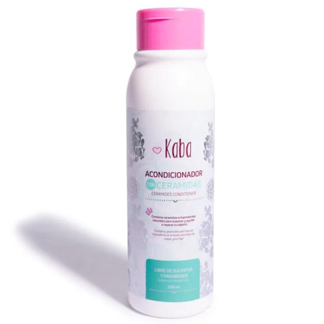 KABA Acondicionador con Ceramidas Con Argan, Keratina, miel y extractos Naturales Reduce el encrespamiento, repara puntas abiertas. Hidrata y Repara el Cabello daado. 17 onzas.