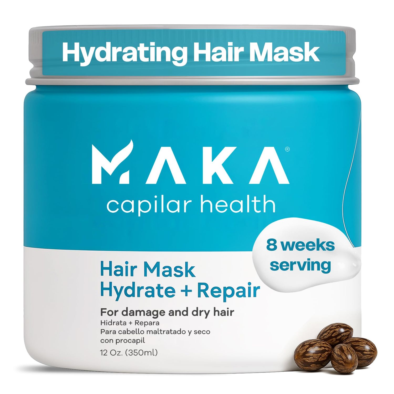 Moisturizing Hair Mask for Repairing, Dry, Damaged Hair - Deep Conditioner for Frizz Control, Curl Definition, and Healthy Looking Hair, 12 fl oz