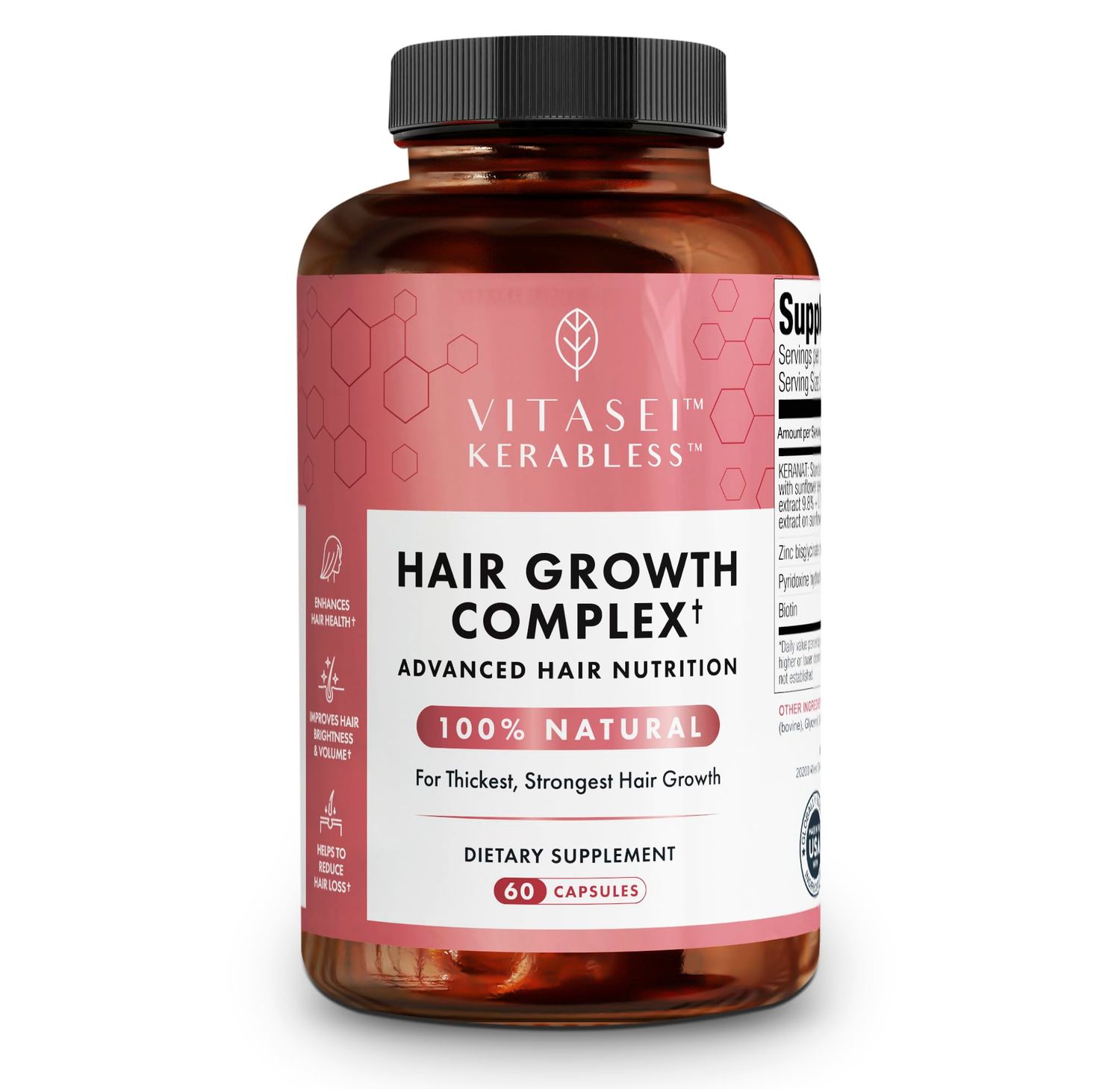 VITASEI Hair Nutrition Complex - Kerabless - Advanced Hair Support - 60 Capsules (Pack of 1)