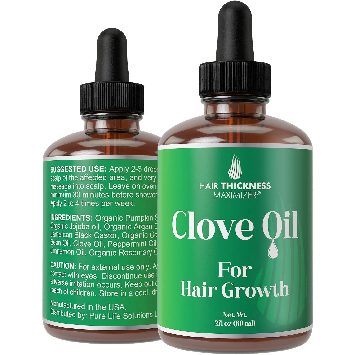 Clove, Rosemary, Peppermint Jamaican Black Castor Oil Serum - Vegan Hair Growth Treatment for Thickening, Moisturizing Strengthening Weak Hair, 2oz