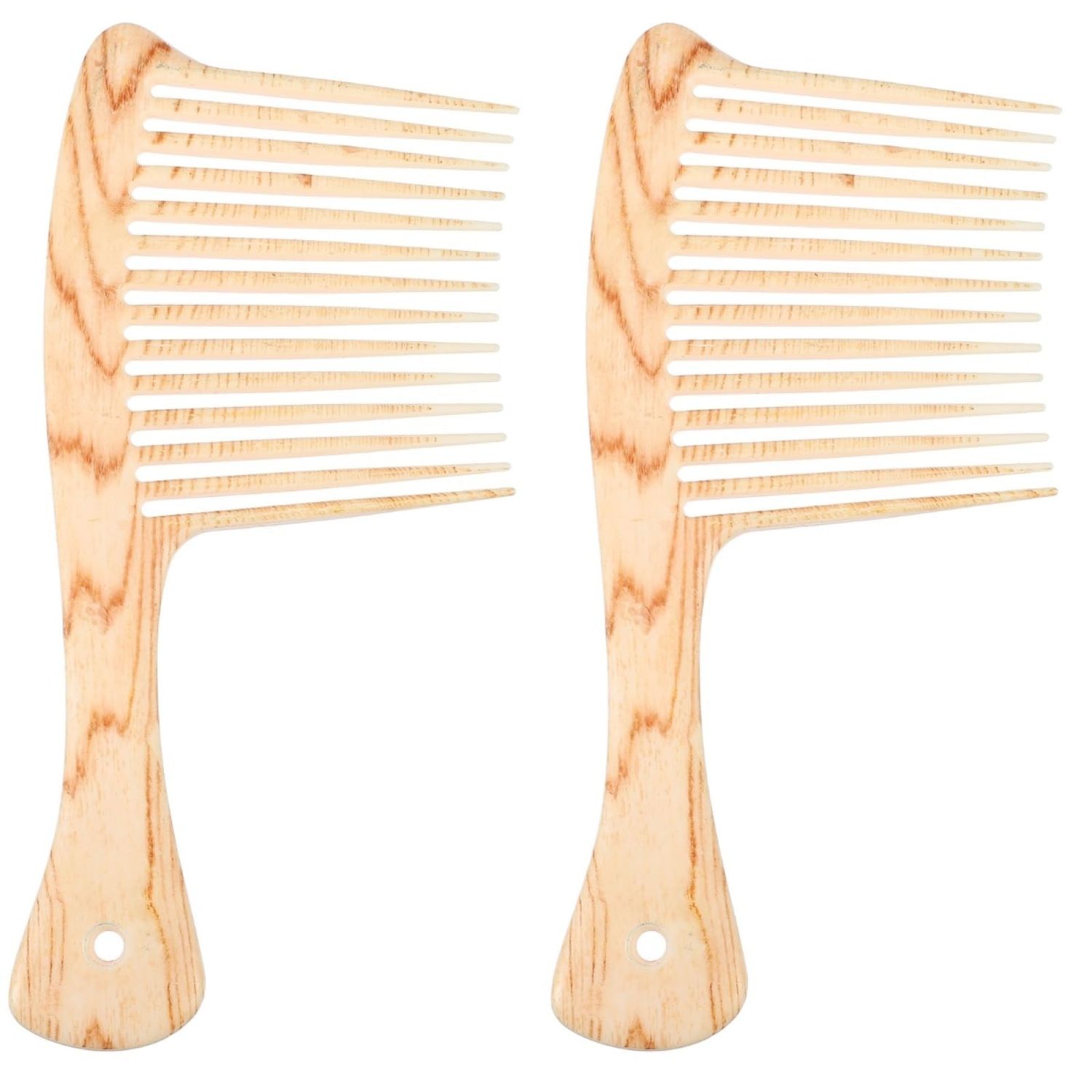 minkissy 2pcs Wood Grain Wide Teeth Hair Comb for Curly Plastic Hair Massage Hairbrush Scalp Massage Hair Comb Anti-Static Styling Comb for Women Men Wide Tooth Comb