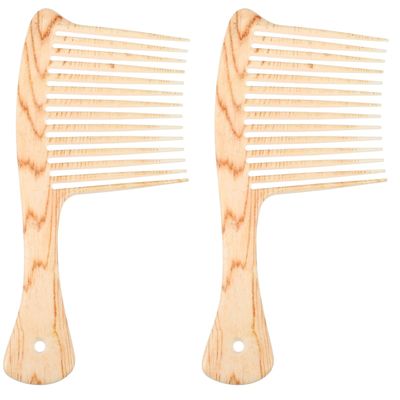 minkissy 2pcs Wood Grain Wide Teeth Hair Comb for Curly Plastic Hair Massage Hairbrush Scalp Massage Hair Comb Anti-Static Styling Comb for Women Men Wide Tooth Comb