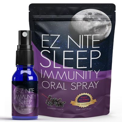 EZ Nite Sleep Immunity Spray with Melatonin, Elderberry Extract, and L-Theanine Natural Defense Formula, Non-Habit Forming Non-GMO, Gluten-Free 30-Night Supply