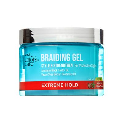 KISS COLORS CARE Braid Gel Extreme Hold, 6 oz -Nourishing, Adds Shine, Moisture Boosting, Long Lasting Hold, For All Hair Types, Style and Stregthen, For Protective Styles