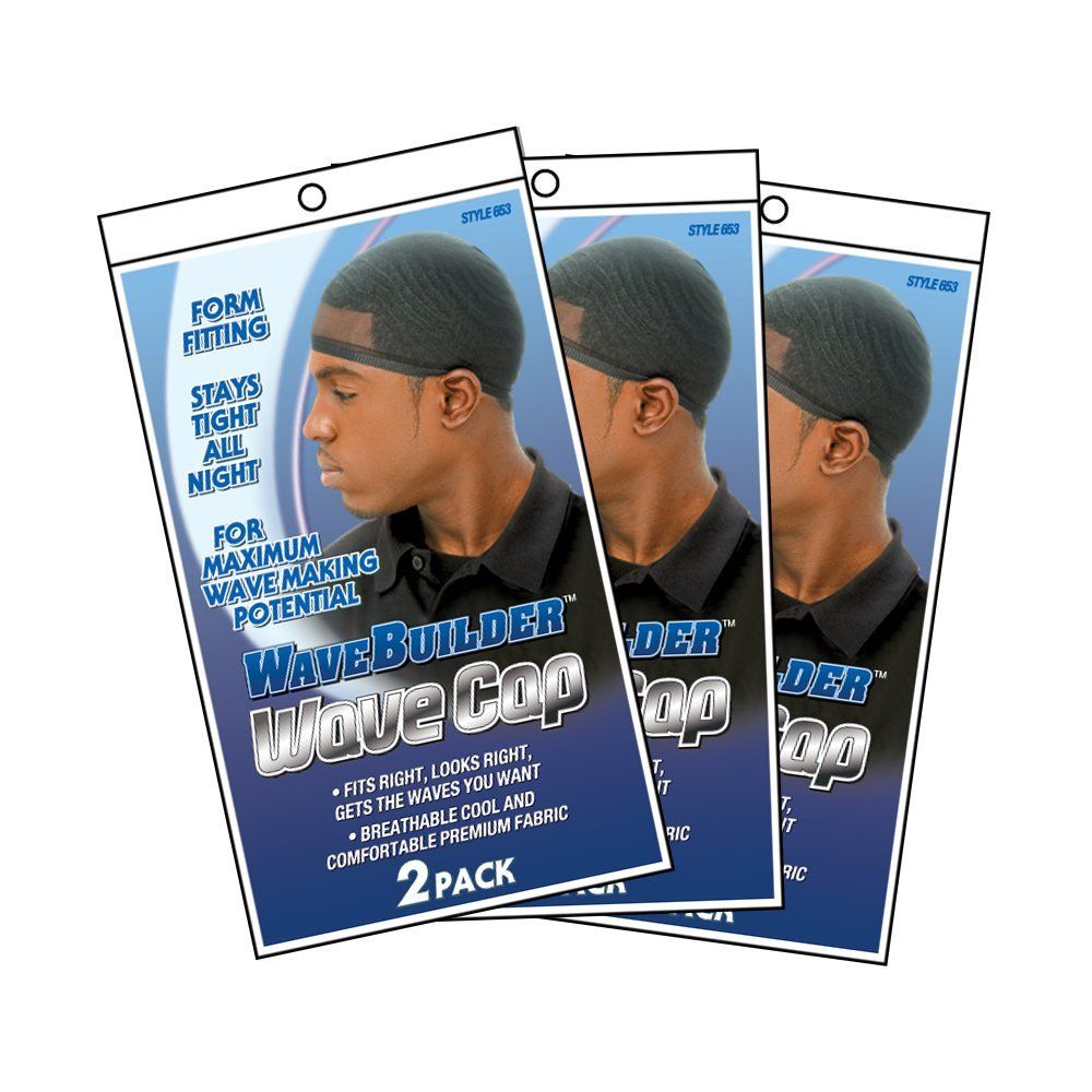 WaveBuilder Wave Cap Promotes Healthy and Uniform Hair Waves, 6 Pack (Black)