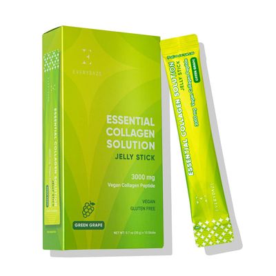 EVERYDAZE Essential Collagen Solution Jelly Stick Vegan Collagen Peptide Green Grape 10 Packs Hair, Skin, Nails, Beauty, Bone Vitamins, Minerals, Antioxidants for Men Women