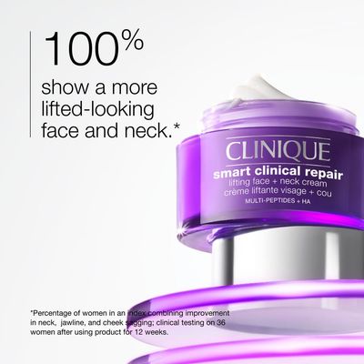 Clinique Smart Clinical Repair Lifting Face Neck Cream with Peptides Hyaluronic Acid Anti-Aging Hydrating, 2.5 Fl Oz