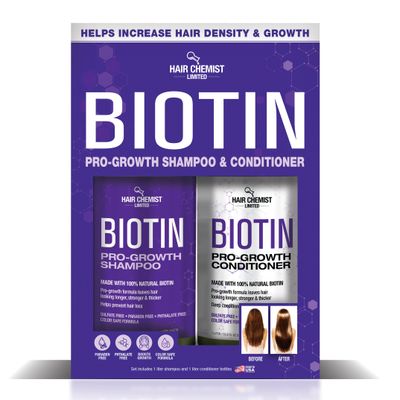 Hair Chemist Biotin Pro-Growth Shampoo Conditioner Gift Box- Includes 33.8oz Shampoo 33.8oz Conditioner
