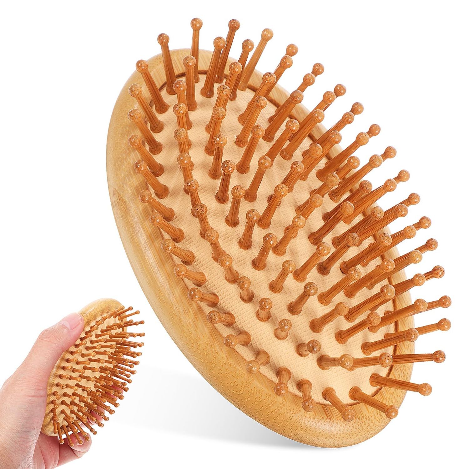 FOMIYES Bamboo Massage Comb: Hair Brush for Hair Growth - Natural Bamboo Hair Brush for Massaging Scalp Hairbrush Mini Travel Brush for Women and Men, No Handle Design