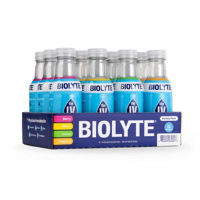 BIOLYTE Electrolyte Drink - Doctor-Formulated Hydration Drink, HSA FSA Electrolytes Water, Chemotherapy Must Haves for Women and Men, Rehydration IV Liquid in a Bottle - Variety, 16 Fl Oz (12 Pack)