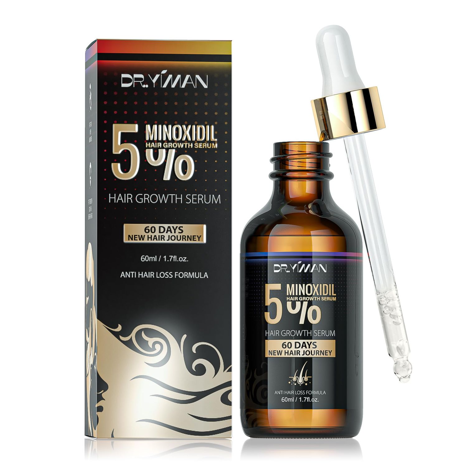 Dr.Yiman 5 Minoxidil Hair Growth Serum for Men and Women, Hair Growth Serum Oil for Hair Loss for Women, Safest Hair Growth Minoxidil Treatment for Boosting Follicles, Hair Regrowth Treatments