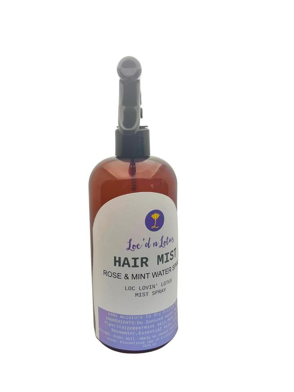 Loc'd n Lotus Peppermint Rosewater Hair Mist for Locs Cleansing All Natural Mist Great for Daily Use 16oz Great all hair types Lifts away Product Buildup