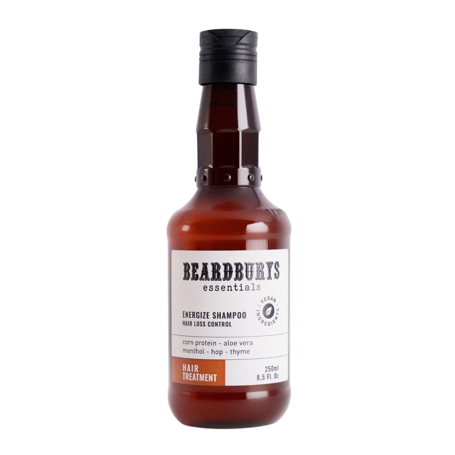 BY CAROBELS BEARDBURYS Essentials Anti Hair Loss Shampoo for Men with Caffeine Stops Hair Loss Boosts Hair Density, Paraben Silicone-Free, 250 ml