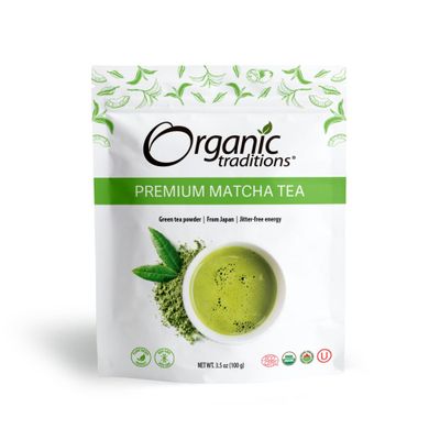Organic Traditions Premium Matcha Tea, Matcha Green Tea Powder Sourced from Japan, Authentic Premium Grade Organic Tea, 100g3.5oz Bag