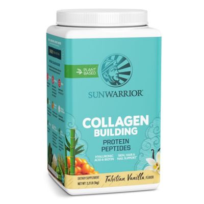 Sunwarrior Collagen Peptides Building Powder Vegan Collagen for Women Plant-Based Protein Powder Hyaluronic Acid, Biotin, Silica, Vitamin C for Hair Skin Nails 40 Servings, Vanilla Flavored
