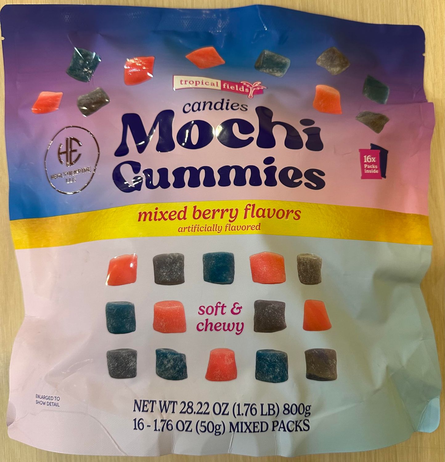 Mochi Gummies, Mixed Berry Flavors, Soft Chewy Candy, 16 count,28.22 oz (1.76 lb)