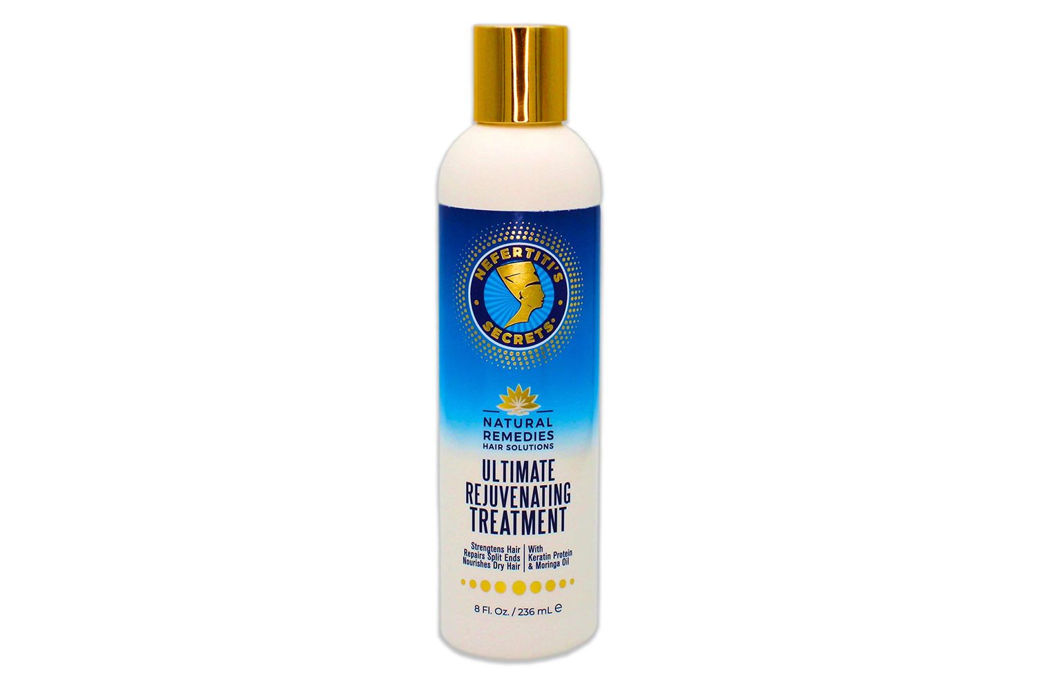 Nefertiti&#39;s Secrets Rejuvenating Treatment for Women and Men, Moringa Oil Keratin Protein Energizing Conditioner, For Dry Damaged Hair, Natural Moisturizer, Hair Therapy, 8 Oz 236 mL