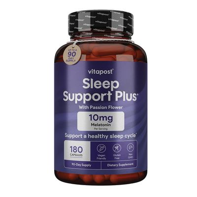 VitaPost Sleep Support Plus Melatonin Botanicals to Support a Healthy Sleep Cycle, with Feelings of Calm and Relaxation for a Great Night&#39;s Sleep. 180 Capsules