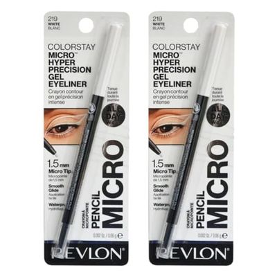 Revlon Colorstay Micro Hyper Precision Gel Eyeliner, 219 White Blanc, All Day Wear, 1.5mm Tip - Pack of 2