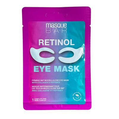 masque BAR Firming 360 Degree Bio Cellulose Retinol Eye Mask - Anti-Wrinkle Eye Patches with Collagen, Peptides, and Hyaluronic Acid - Korean Eye Mask for Skin Firming Plumping (6pk)